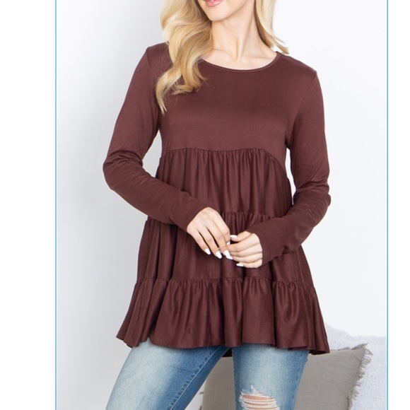 Boho Long Sleeves Tiered Tunic Top - Picture 3 of 4